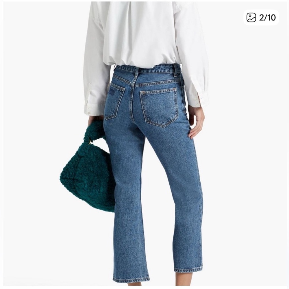 Ganni betzy high rise slim flare crop Leg blue Jeans